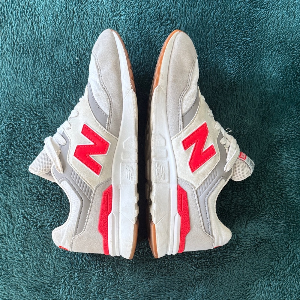 New Balance White and Red Athletic Shoes